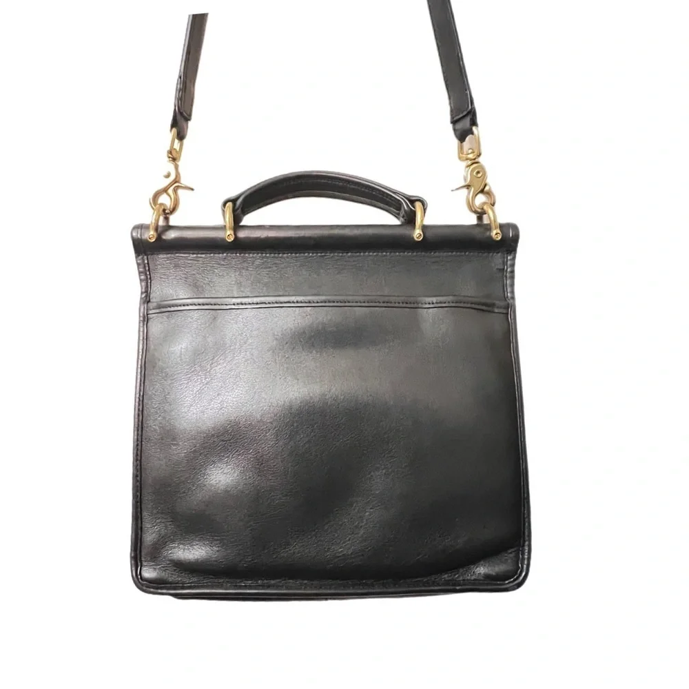 Vintage Coach Black Leather Willis Crossbody/Satchel Bag 9927 - Picture 4 of 12